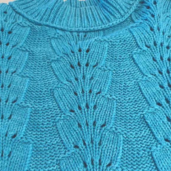 NWT Free People Bell Song Cropped Knit Long Sleeve Sweater Size XS Teal Blue - Picture 8 of 11